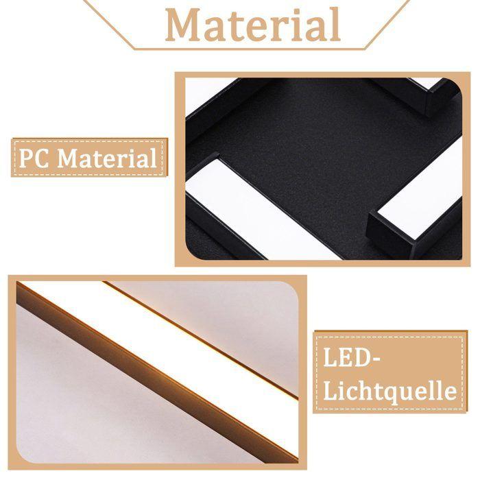 Plafonnier LED - NETTLIFE - 56,5 cm - Noir - 24W - 3000K (blanc chaud)