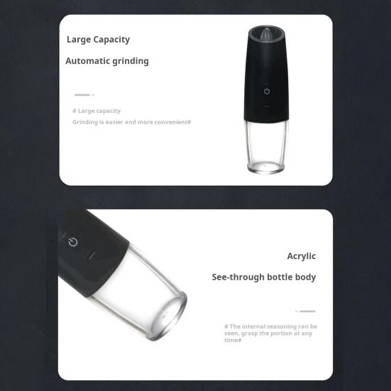 Электрическая мельница для соли и перца, емкость 6 унций, регулируемая степень помола, перечница со светодиодной подсветкой, мельница для специй, управляемая одной рукой