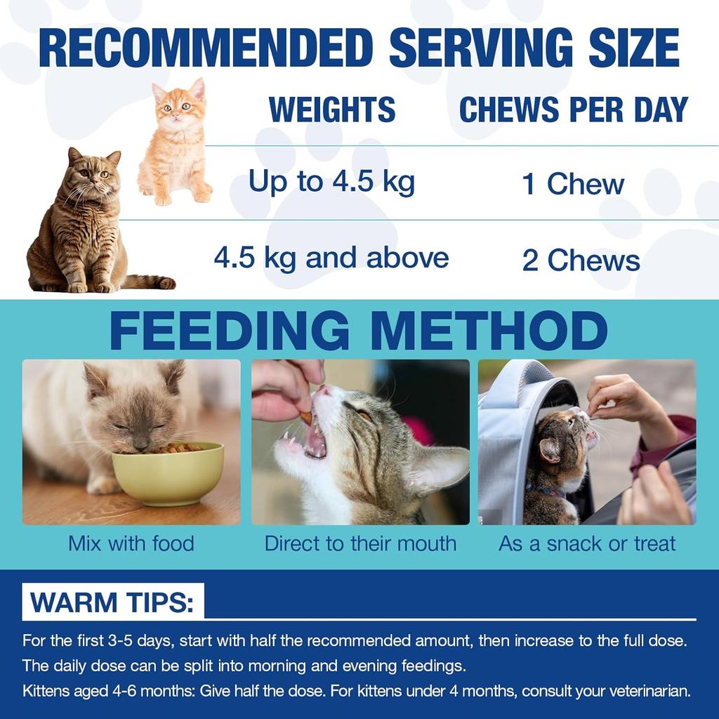 Flea and Tick Prevention for Cats Chewable, Natural Cat Flea Treatment, Oral Kitten Cat Flea & Tick Control, Flea Pills Supplement with Vitamins