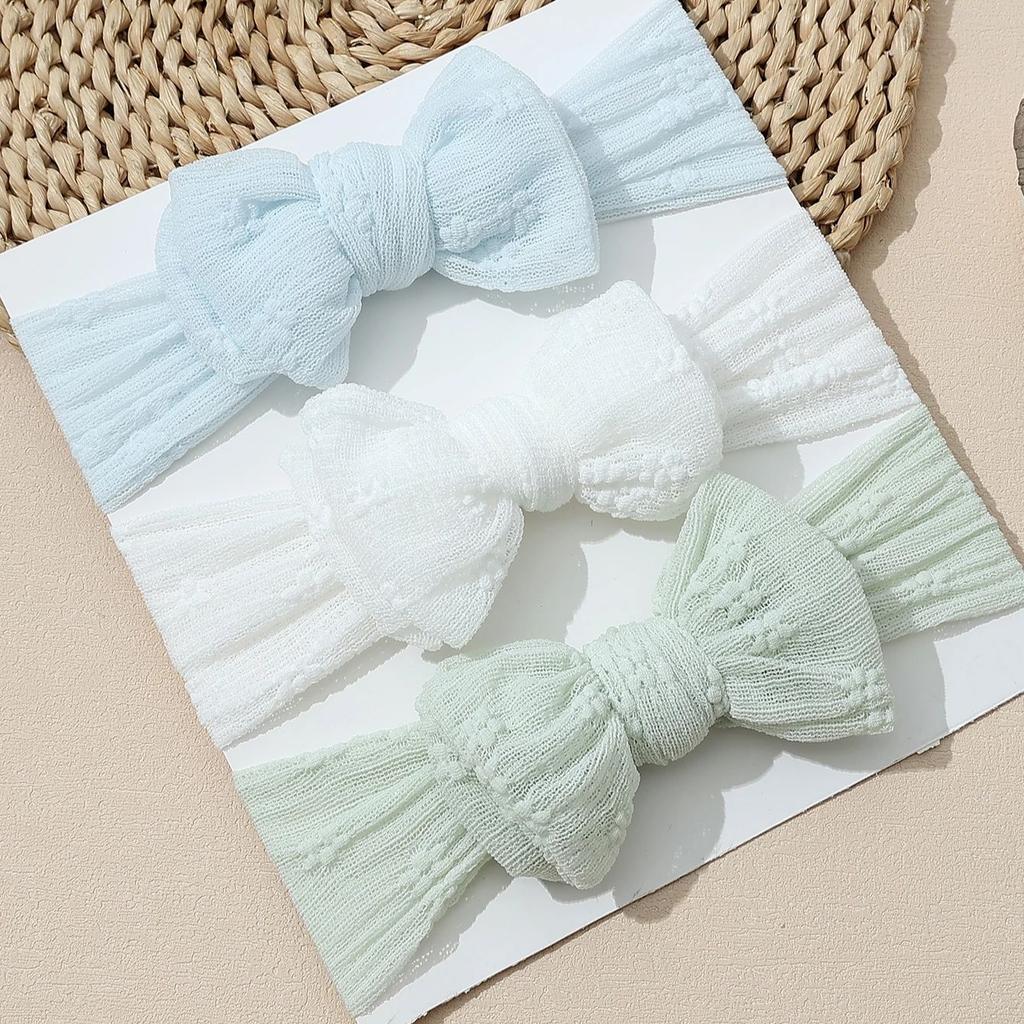 3pcs/set Baby Girl Headband Double Mesh Bows Hairband Soft Turban Lovely Bow Kids Headwear Hair Accessories for Newborn Infant