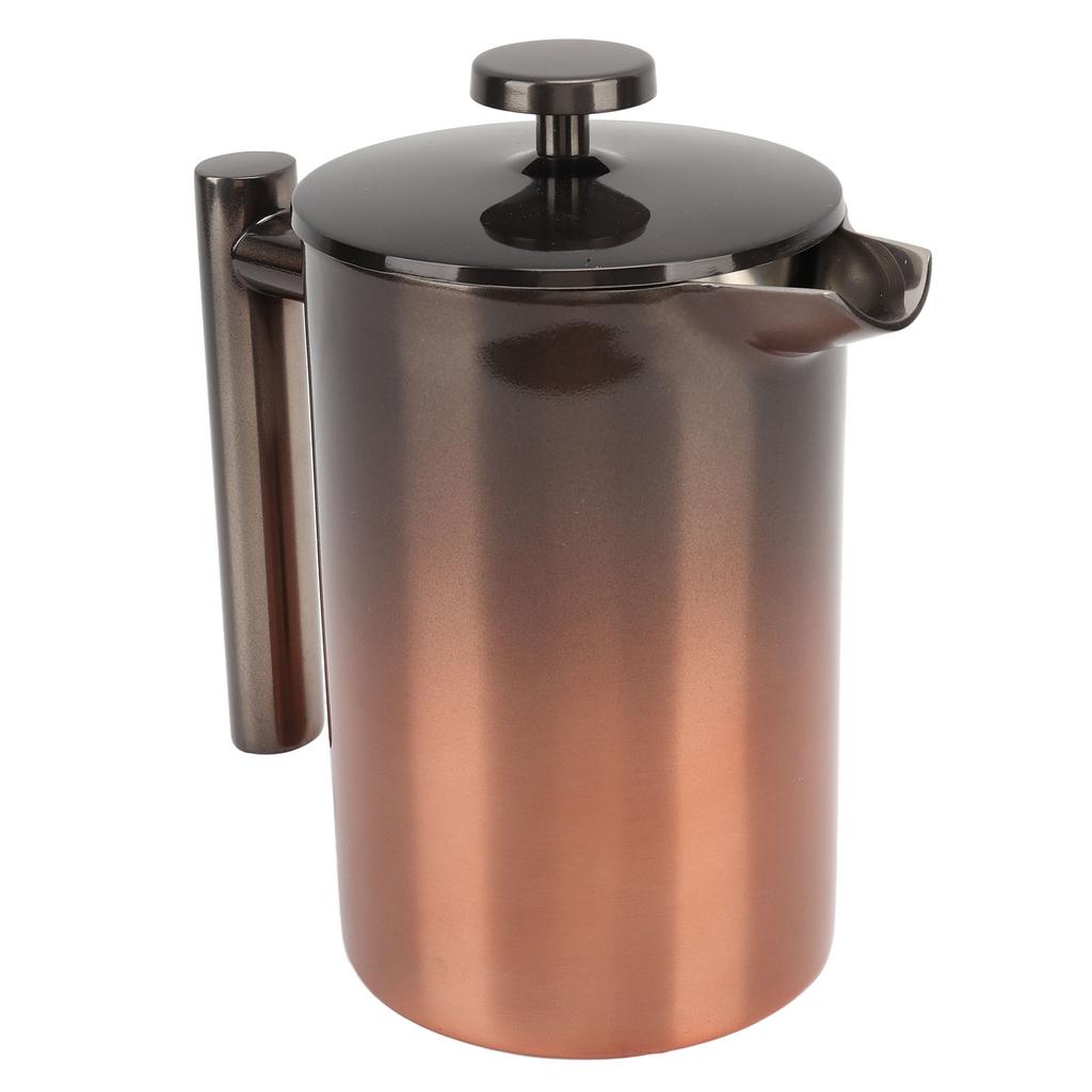 French Press Coffee Tea Maker with Filter Double Layer 304 Stainless Steel Gradient Ramp for 800ml