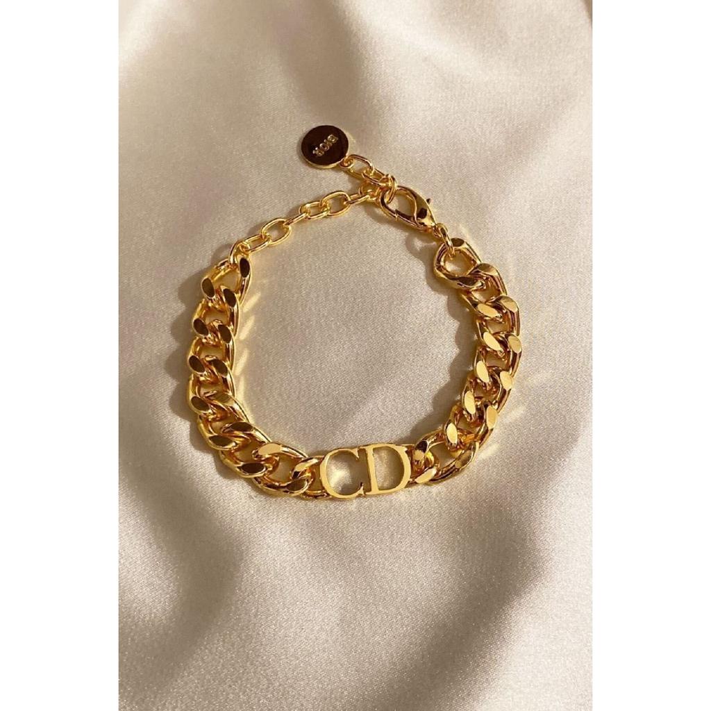 Женский золотой браслет-цепочка модели CD с толстой цепочкой
