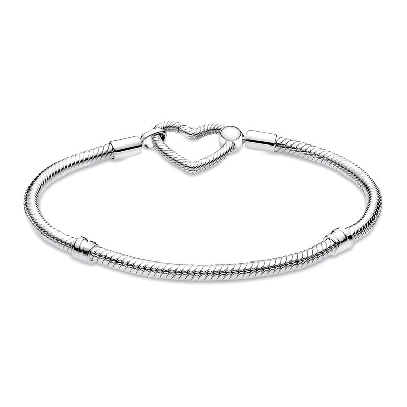 Pandora Браслет Moments Змея с пряжкой-сердцем, серебро 925 пробы, женский 599539C00