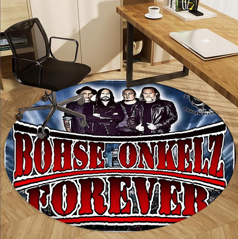 Bohse Onkelz Pattern Round Rug, Indoor/Outdoor Mat, for Picnic, Gameroom, Bedroom, Office, Living Room, Home Decor Carpet, Birthday Gift