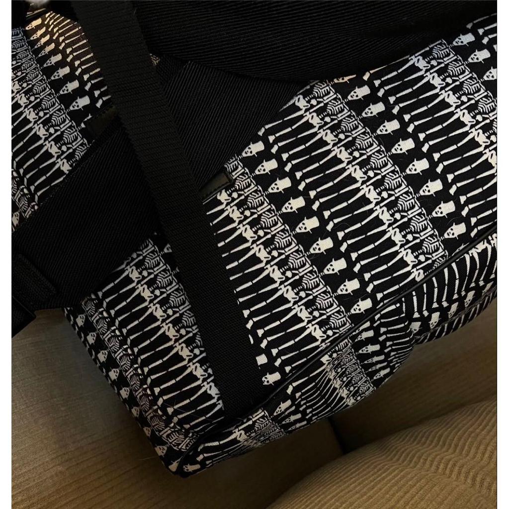 Б/у Оригинальный Рюкзак SAINT LAURENT с узором из черепов Холст Черный x Белый