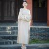 Women Vintage Dresses O-Neck Long Sleeve Spring Loose Chinese Style Women Bat Sleeve Dress