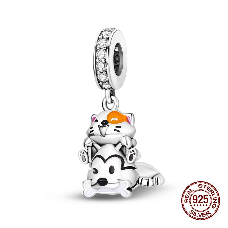 100% стерлингового серебра 925 пробы, лев, собака, слон, светлячок, кошка, дерево жизни, подвески в виде животных, подходят для оригинальных браслетов 925, ювелирные изделия своими руками