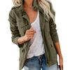 Autumn Women Waist Tunic Coats Retro Multi-Pocketed Jacket Turn-Down Collar Button Solid Color Outwear Coats