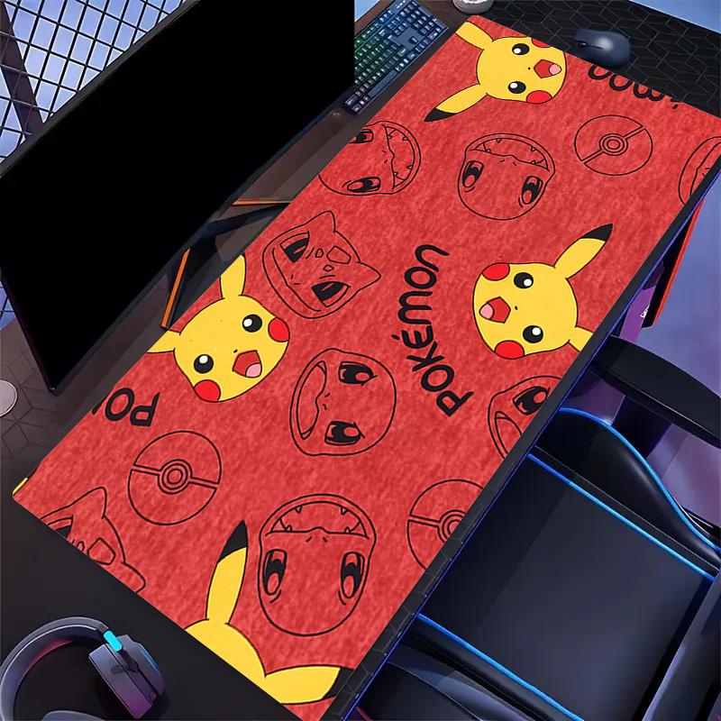 Pikachu and Eevee Print Cushion Non-slip Laptop Tablet Big Mousepad XXL Mat Mini PC Playmat With Lock edge