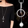 Women Fashion Circle Bar Pendant Sweater Chain Necklace Jewelry