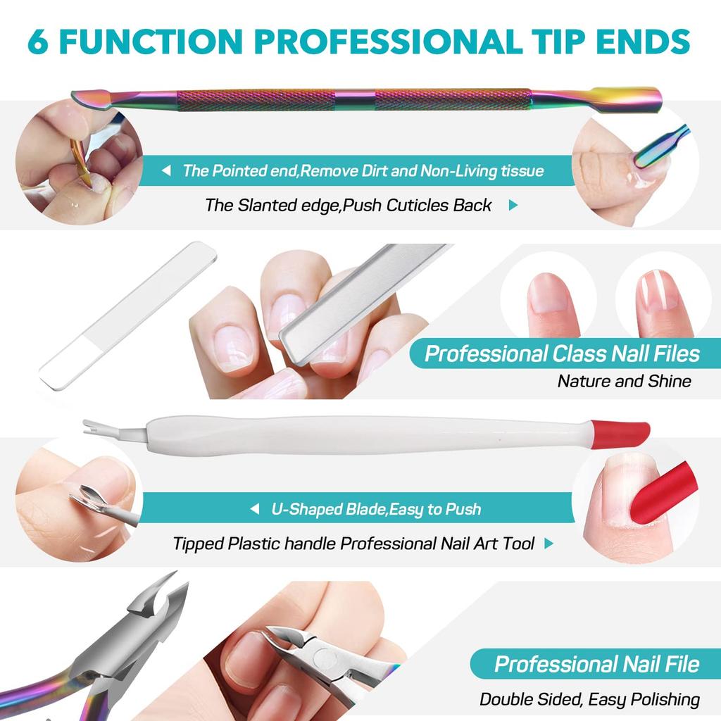 RONAVO Cuticle Trimmer with Cuticle Cuticle Glass Nail Blind Spot Durable Manicure and Pedicure Tool for Fingernails and Chameleon Pusher, Cutter,