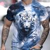 Футболка с тигром для мужчин, мужские рубашки с 3D животным 3D принтом, летняя футболка с короткими рукавами, мужской пуловер, топ большого размера, повседневная мужская одежда