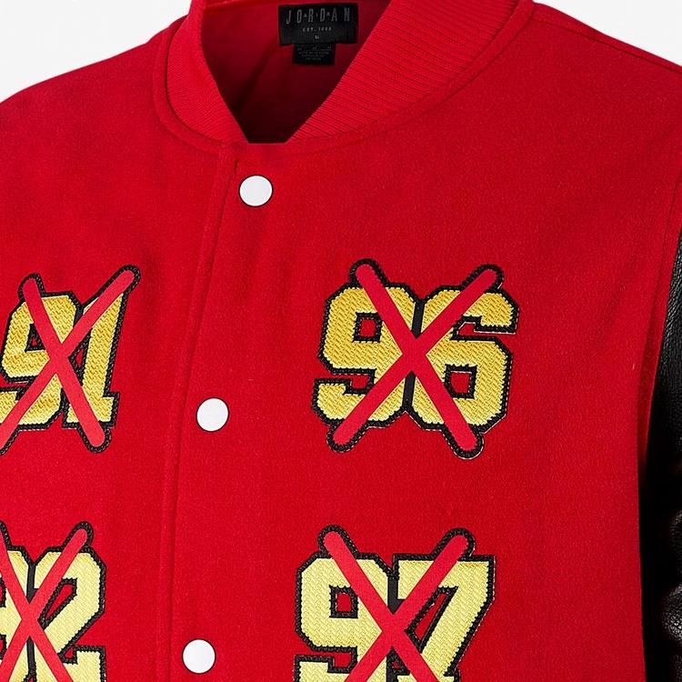 Air Jordan Splicing Design Six Crowns Printing Baseball Jacket Asia Sizing 'Red' Men's BQ5166-657