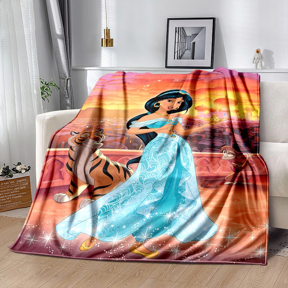 Various Styles and Sizes Aladdin Princess Jasmine Blanket for Bed Bedroom Sofa Picnic, Blanket for Cover Outdoor Leisure Nap