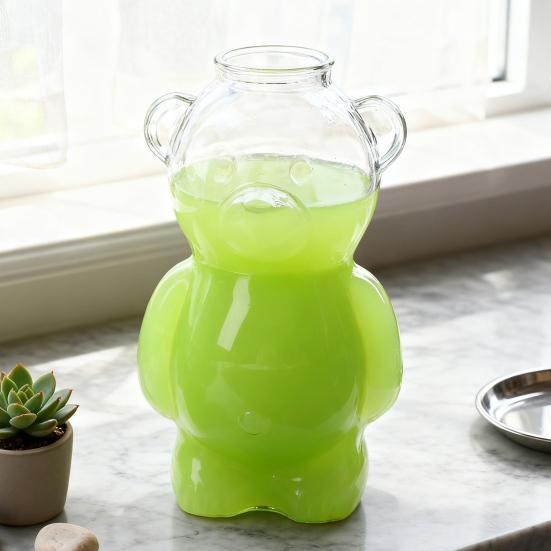 12 унций Стеклянная кружка в форме медведя Милая кружка для кофе с медведем Многоразовая посуда для пива, вина, коктейлей для дома, бара, кухни, ресторана, вечеринки