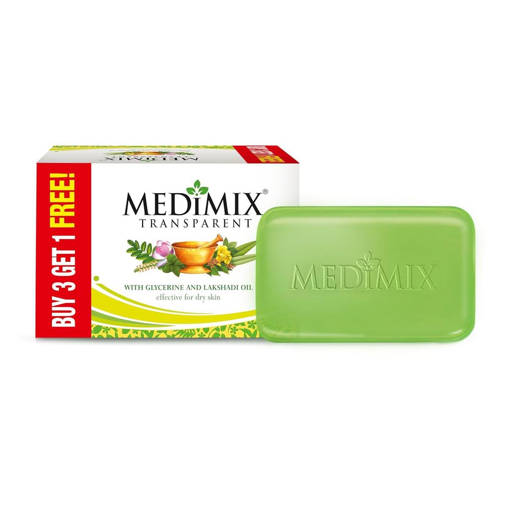 Medimix Transparent Ayurvedic Traditionally Made Bathing Bar Soap 125g (Pack of 4)