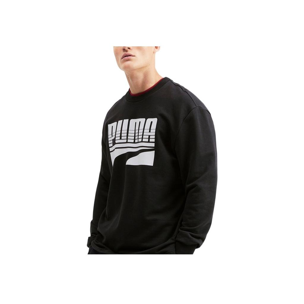 Puma Rebel Bold Color-Block Logo Print Crew Neck Sweatshirt Men Tops Black 580905-01