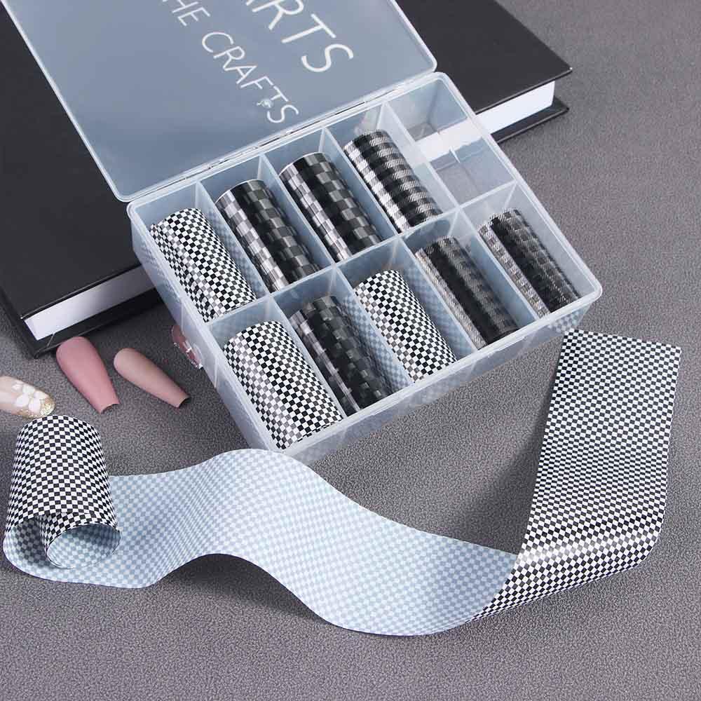 Black White Lattice Checkerboard Nail Stickers Nail Foils Nail Art Decorations Nail Art Stickers