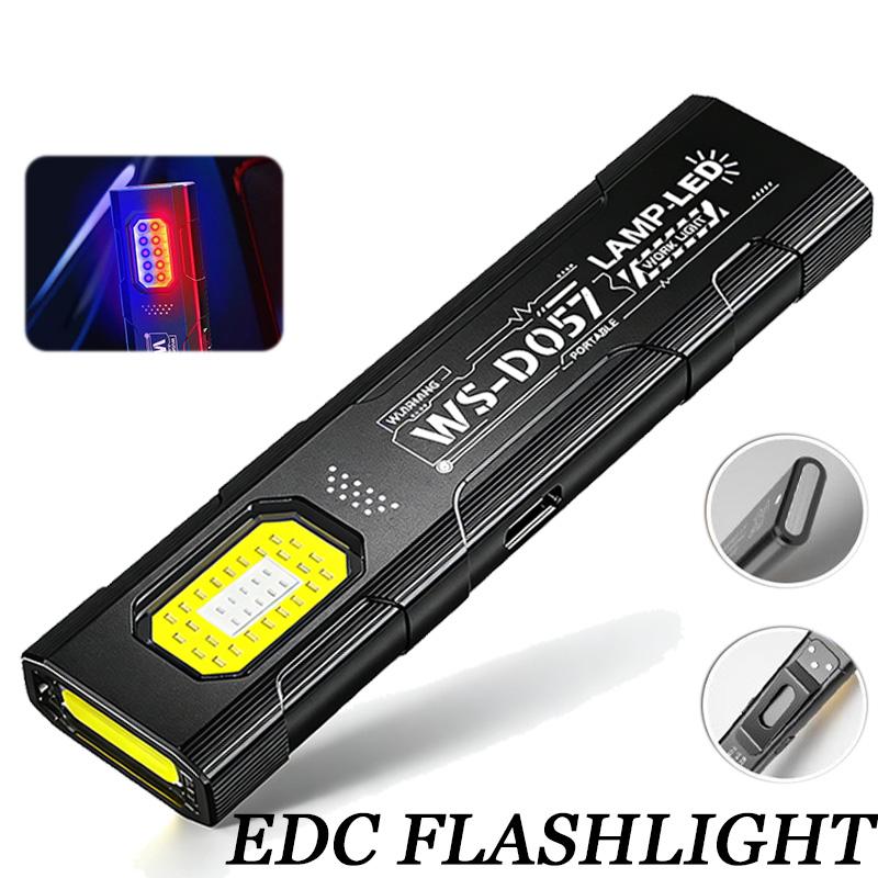 Мощный мини COB светодиодный фонарик-брелок, перезаряжаемый через USB, подвесной рабочий свет, водонепроницаемый брелок, кемпинг, прогулки, карманный фонарик