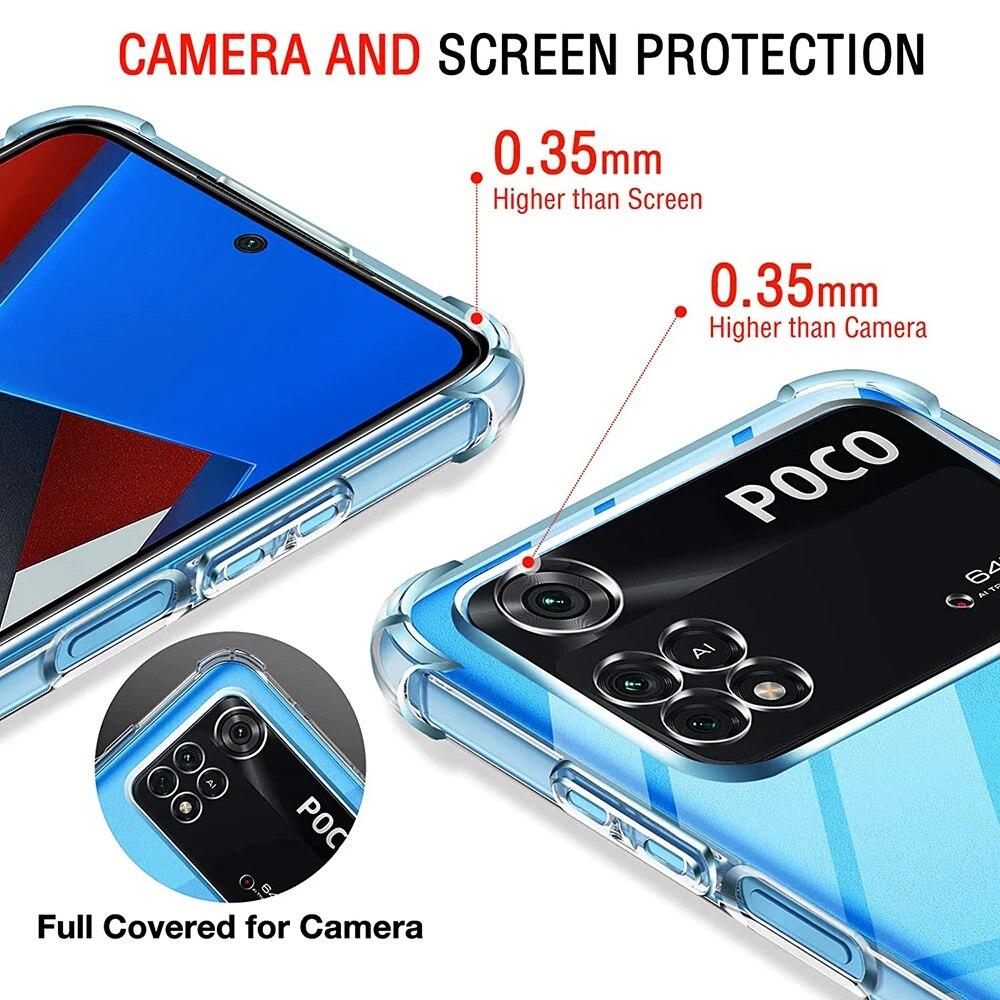 Противоударный силиконовый мягкий чехол для телефона с подушкой безопасности для Xiaomi POCO F3 F2 X4 X3 X2 M4 M3 Pro 5G, прозрачный ультратонкий задний прозрачный чехол