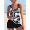 2024 Summer High Waist Bath Suit Women New Design Printing Bikini Set Sleeveless Monokini Trend Two-piece Set Tankini Bath Suit