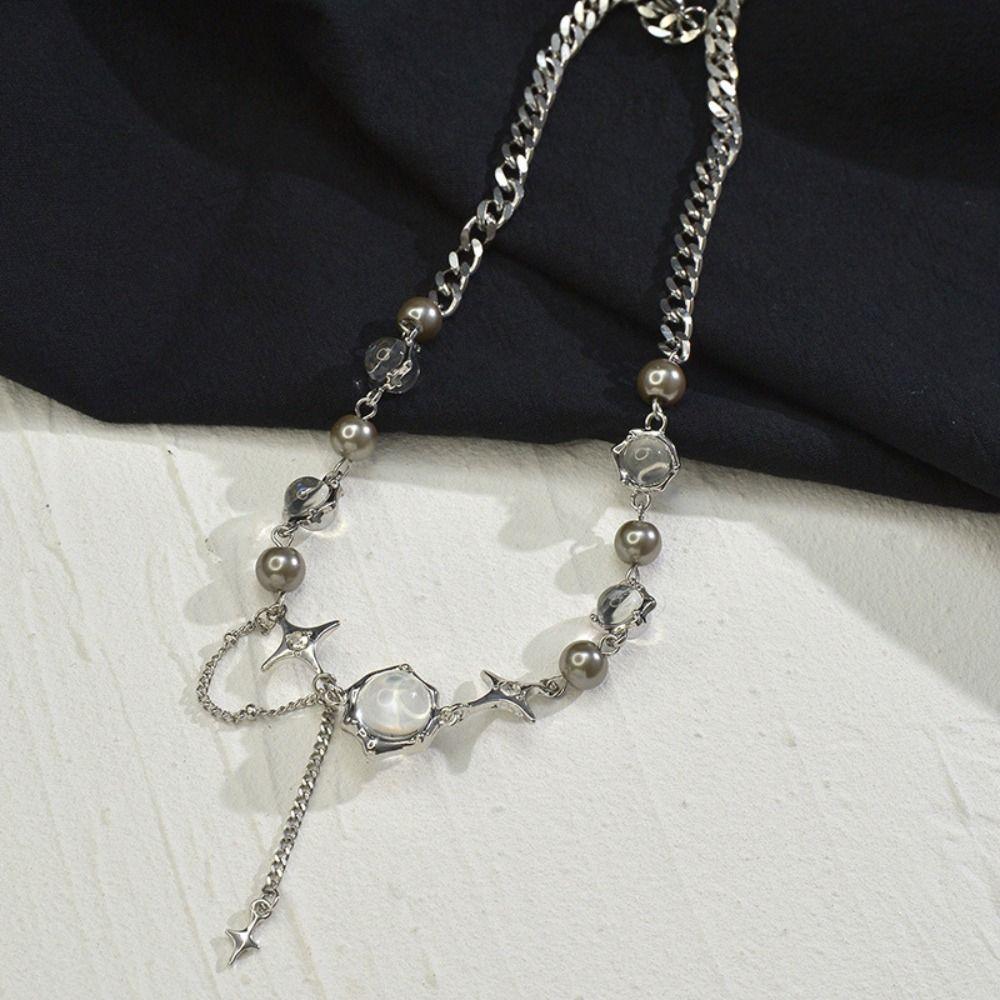 Подарок Женские Аксессуары для Украшений Браслет с Лунным Камнем Корейский Стиль Чокер Изысканное Звездное Ожерелье
