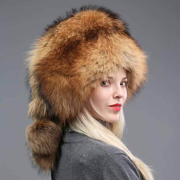 Меховая Шапка Женская Зимняя Корейская Версия Тренд Енот Шерсть Защита Ушей Лиса Шерсть Шаль Шляпа Уличная Теплая Берет Бутон