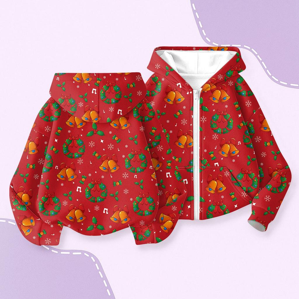 Детская мода Рождественская толстовка с капюшоном с длинными рукавами с принтом, куртка-худи для девочек
