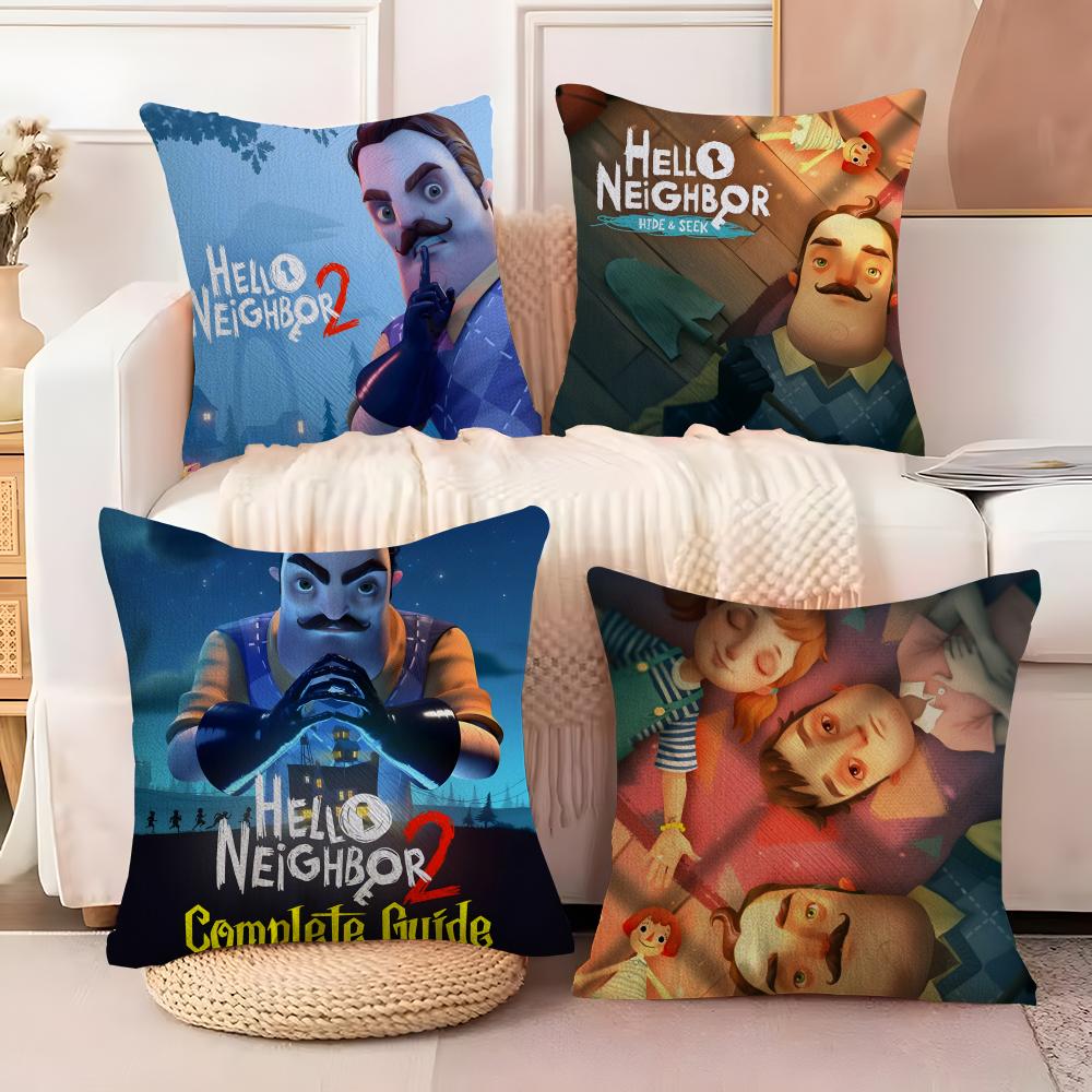 Смешная игра ужасов H-Hello Neighbor 2 Наволочка Льняная наволочка Диван Домашний декор Чехол для подушки Чехол для подушки