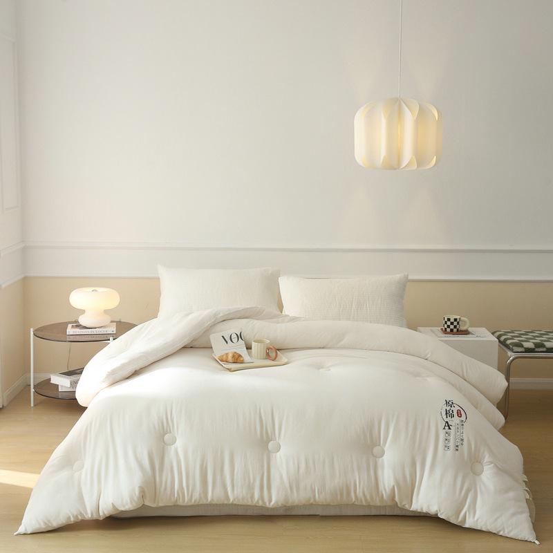 Одеяло из хлопка класса А с соевым волокном - Японский однотонный, Осенне-зимнее, Полностью хлопковое, Наполнитель из чистого хлопка.