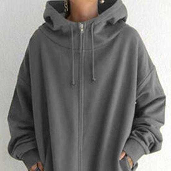 Женская длинная куртка с капюшоном на молнии и однотонная туника на шнурке, толстовка с открытым передом, кардиган, пуловер с капюшоном, пальто