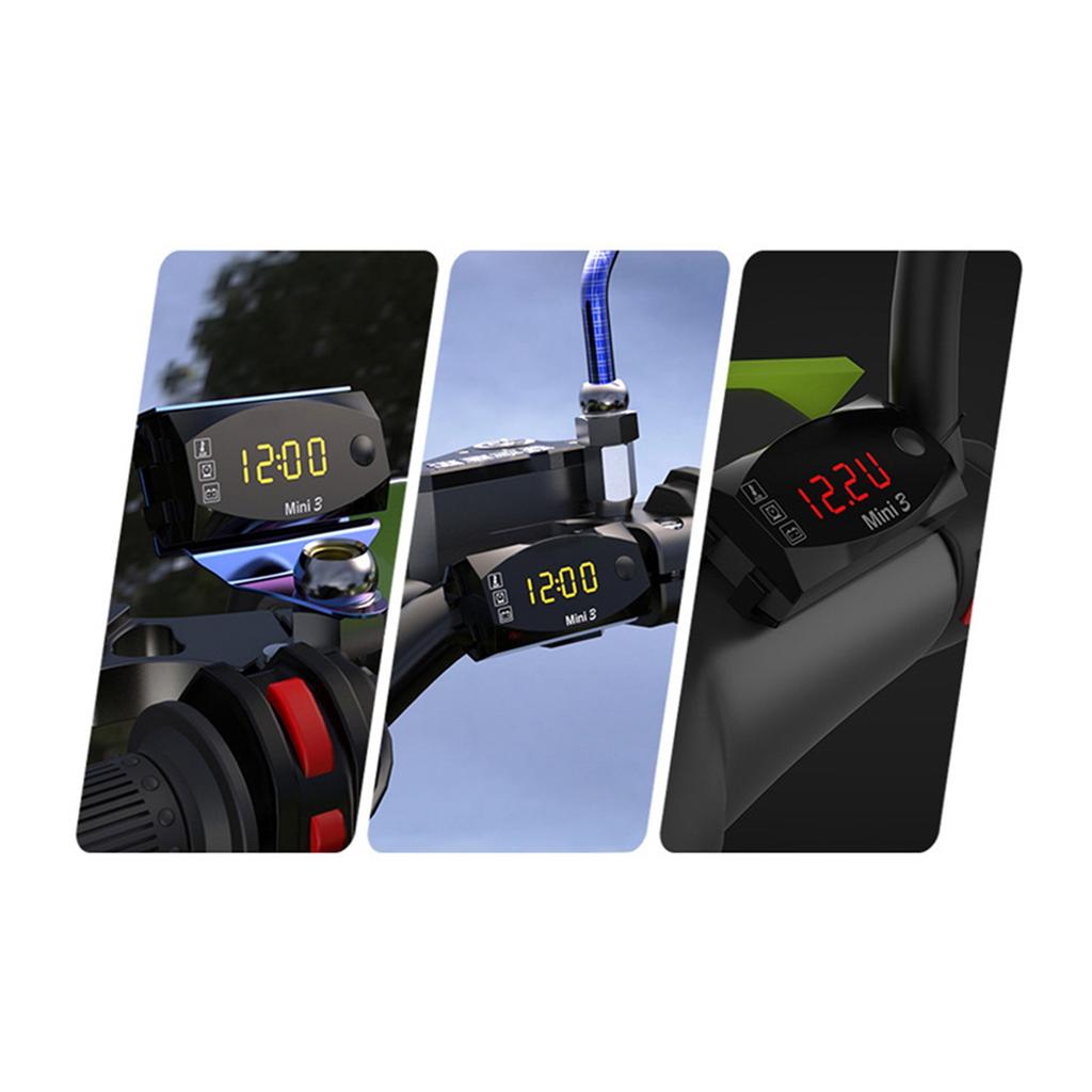 Мотоциклетный DC 10 14V 3 в 1 цифровой часы + термометр + вольтметр тестер индикатор заряда батареи для автомобиля лодки морской