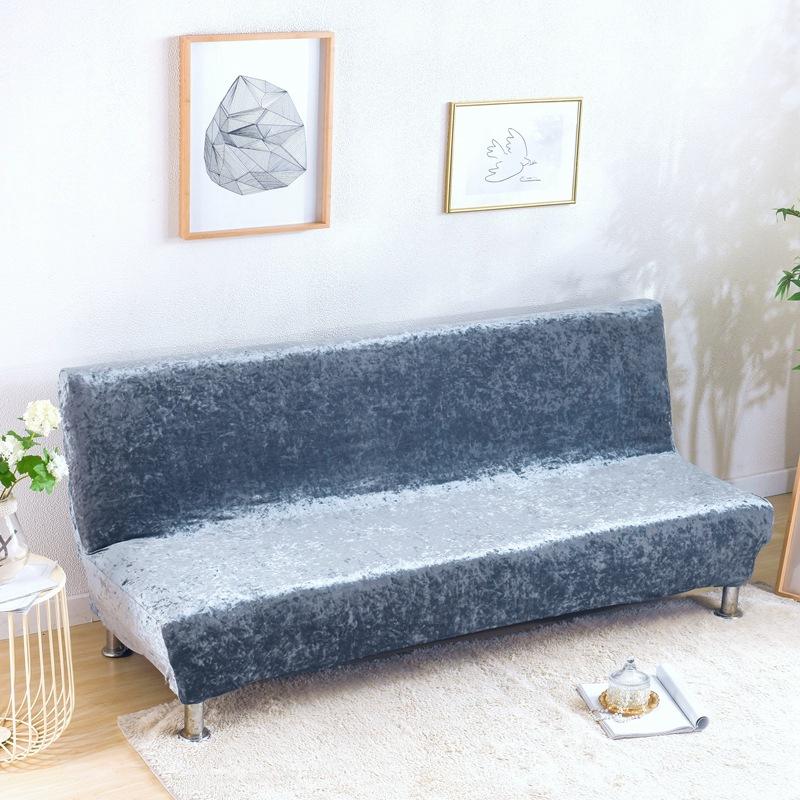 Futon Slipcover Armless Folding Sofa Cover Velvet Stretch Elastic Washable Couch Sofa Furniture Protector for Futon Moving Sofa Bed Without Armrests