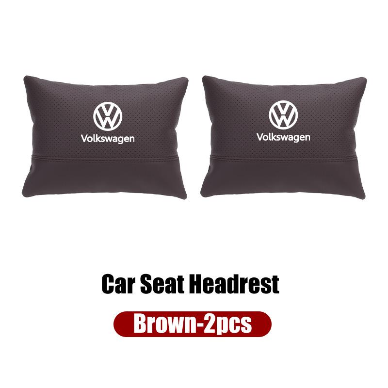 Cup Holders Car Leather Headrest Neck Support Seat Pillow Accessories For Volkswagen VW Scirocco Jetta Beetle Golf Passat Polo T