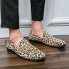 Pattern Large Size Fashion Foot Leather Shoes Style Leopard Print Loafers Fashion Lazy Shoes Men