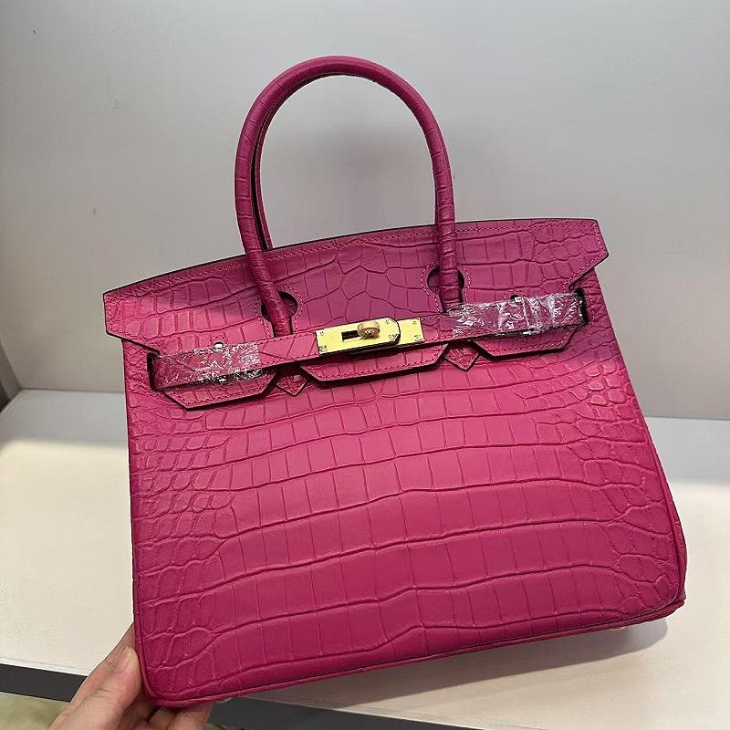 First Layer Cowhide Alligator Pattern Matte Portable Shoulder Messenger Women's Bag Cross-border Premium