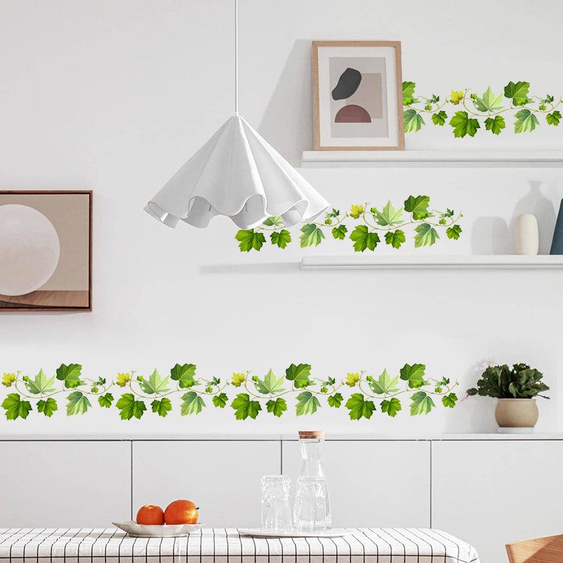 Большая Наклейка на Стену в Виде Свежего Зеленого Растения, Самоклеящаяся, для Спальни, Гостиной, Стеклянного Окна, Двери, Декора Арендной Комнаты