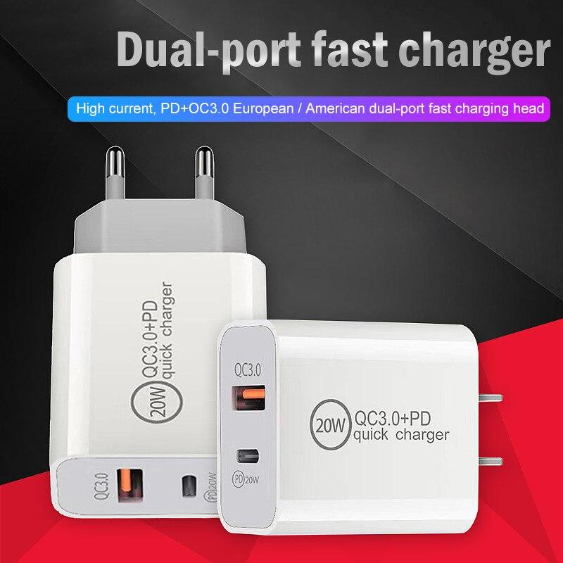 Mobile Phone Fast Charging Head Pd20wqc3.0 Dual Port European And American Standard Usb Charging Universal Mobile Phone Plug