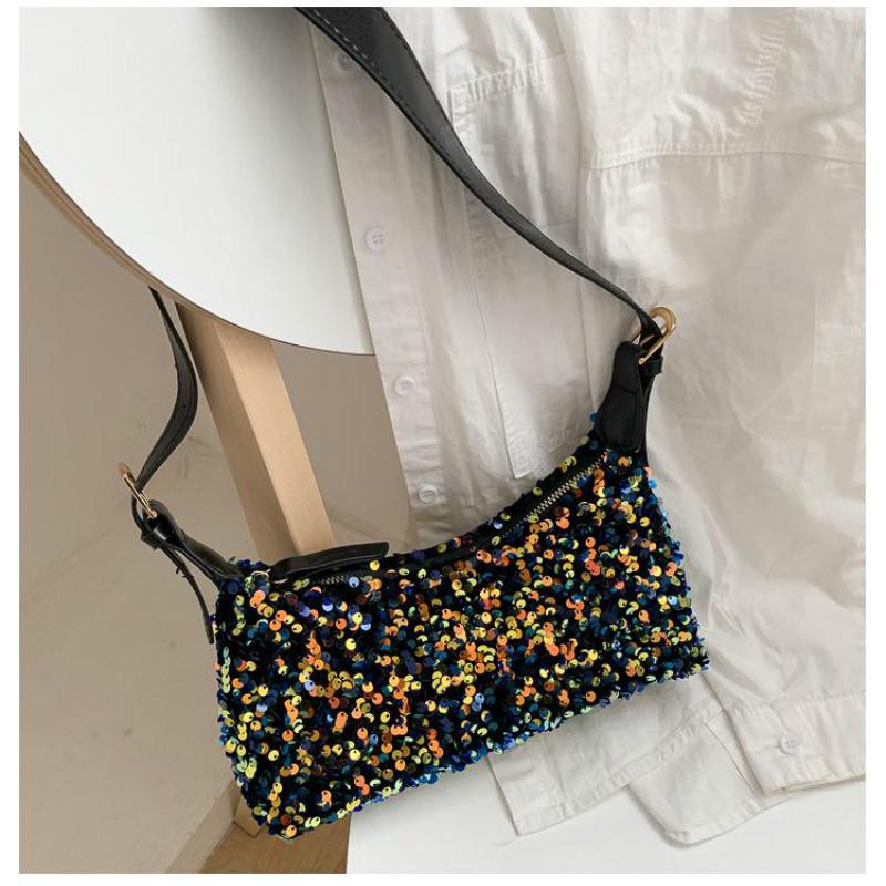 Популярная маленькая сумка с пайетками женская сумка новая модная дикая сумка через плечо подмышечная сумка-мессенджер