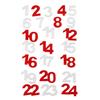 Number Stickers - 0 - Set of 24 - Red and White - Height 2 Cm - Fabric
