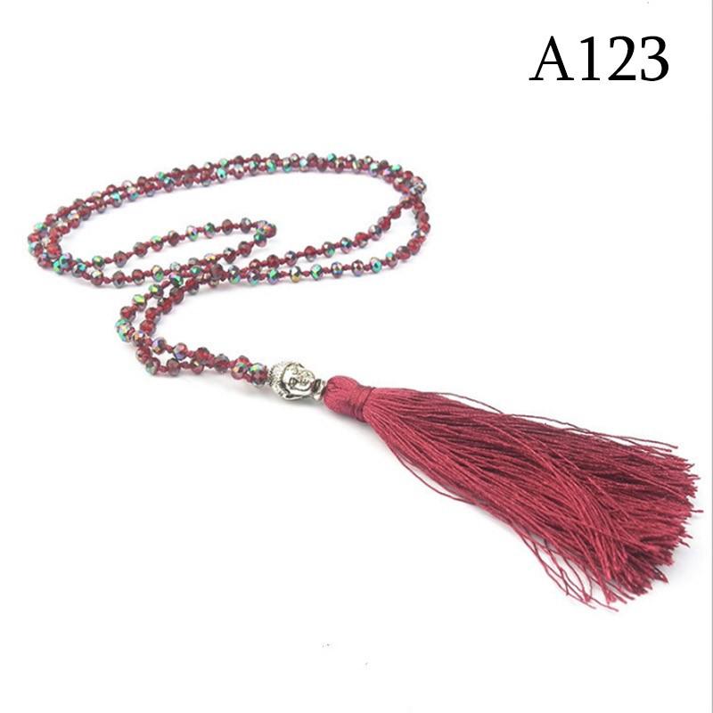 Привет кристалл из бисера голова Будды кулон с кисточками длинное ожерелье в стиле бохо