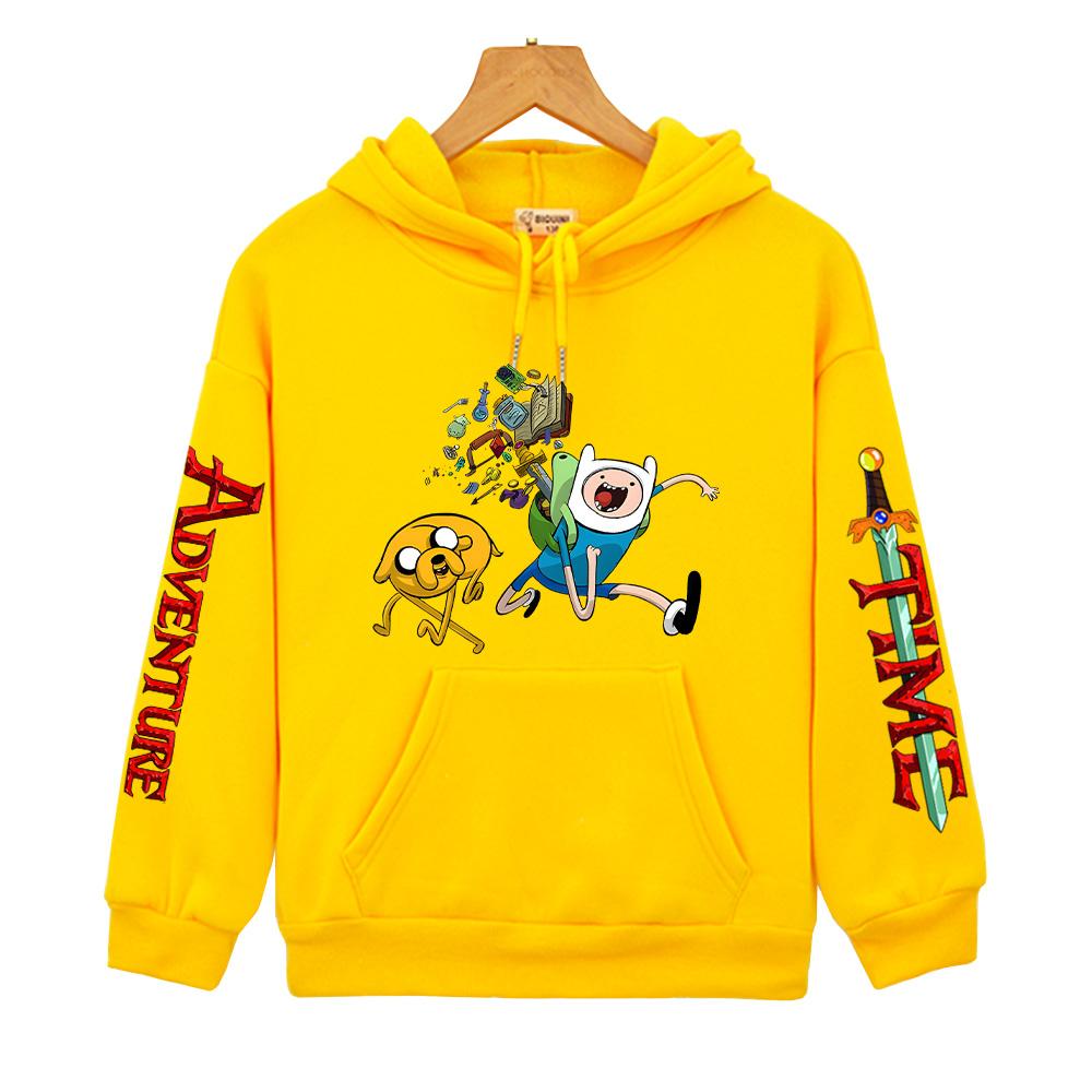 Худи с принтом Adventure Time Аниме Осень и Зима Детская одежда Пуловеры Уличная мода Мальчики и Девочки толстовка Удобное Худи Милые Топы