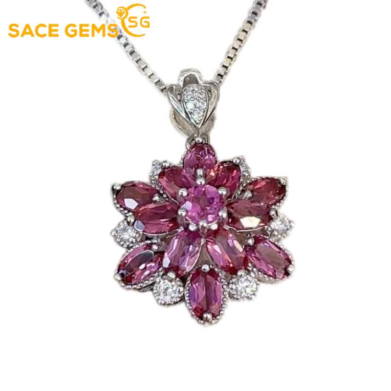 Sace Gems Сертифицированное серебро S925, 3*5 мм, подвеска с натуральным гранатом, ожерелья для женщин, помолвка, коктейльная вечеринка, ювелирные украшения