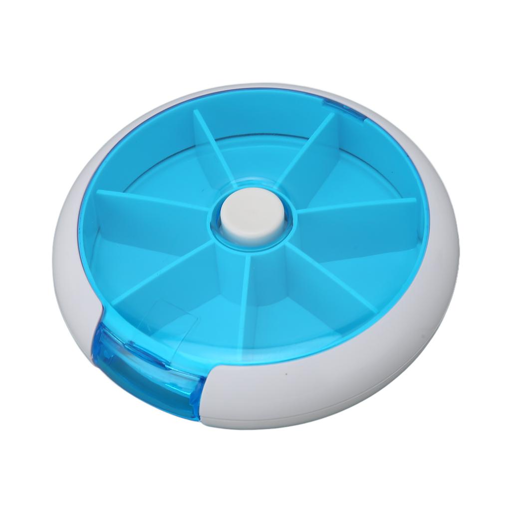 Rotating Weekly Pill Organizer Travel Round 7 Day Medicine Case Supplements for Vitamins Fish Oil