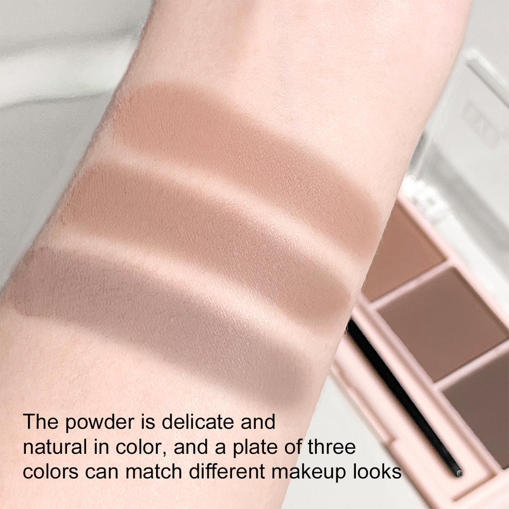 Набор пудры для бровей 3 цветов с кистью для естественного, стойкого оформления