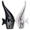 Modern Minimalist Black and White Bubble Fish Art Figure | Beautiful Home Decor- (Set of 2 Pc), Ceramic