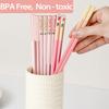 Chopsticks Reble Dishwasher Safe, 9.57 inches Pink Non-slip Lightweight Fiberglass Chop Sticks, Asian Cuisine Japanese Chinese Chopstick Gift Set, 5