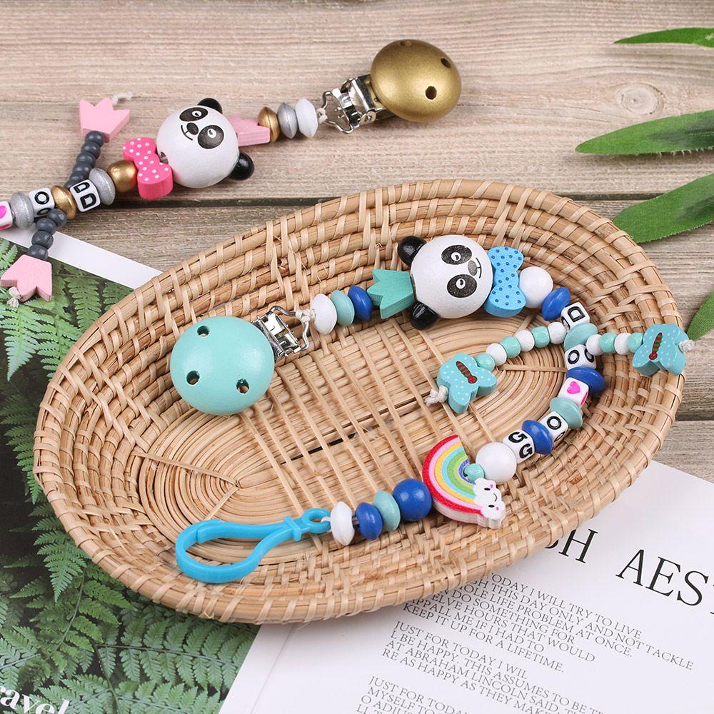 New Panda Rainbow Baby Chew Toy  Pacifier Clip Teething Soother Pacifiers Chain