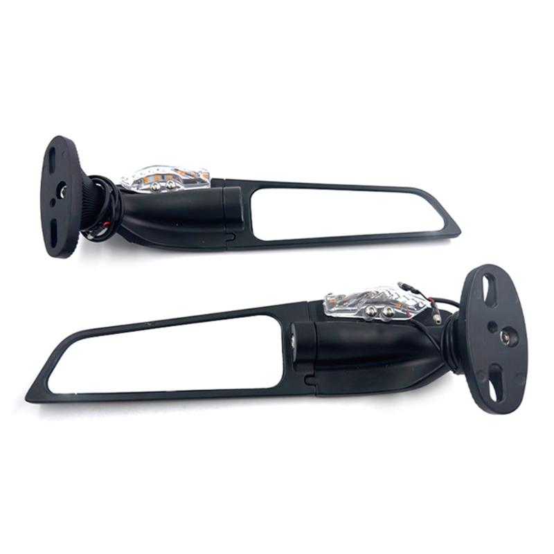 Motorcycle Modified LED l Rearview Glass Sport Motorcycle Left Right Side Wing Glass with LED Lights Replacement