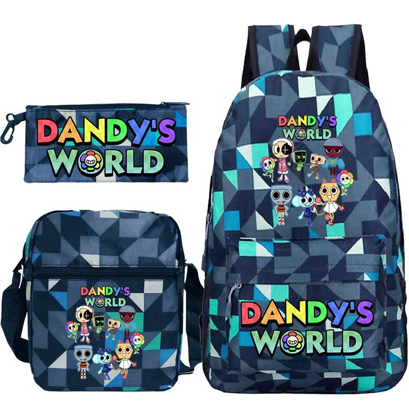 Dandy'S World Printed Fashion Children'S Pencil Case Messenger Bag Three-Piece Set Primary And Secondary School Bag